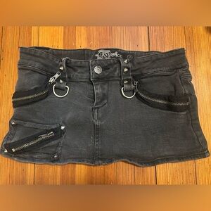 Vintage Lip Service black/charcoal Denim Micro Mini Skirt